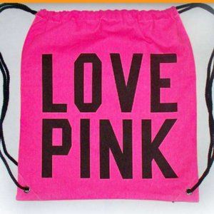 New Victoria's Secret Love PINK Drawstring Backpack Lightweight Bag - NWOT